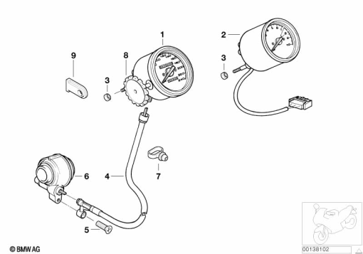 R1150GS ADV (R21A) SPEEDOMETER/REV. COUNTER exploded view parts diagram