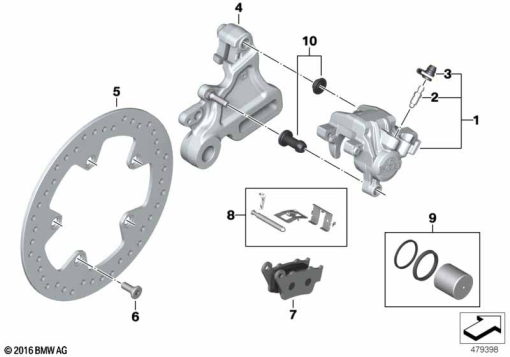G310GS 16 (K02) REAR WHEEL BRAKE exploded view parts diagram