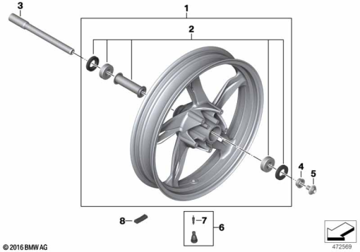 G310GS 16 (K02) FRONT WHEEL exploded view parts diagram