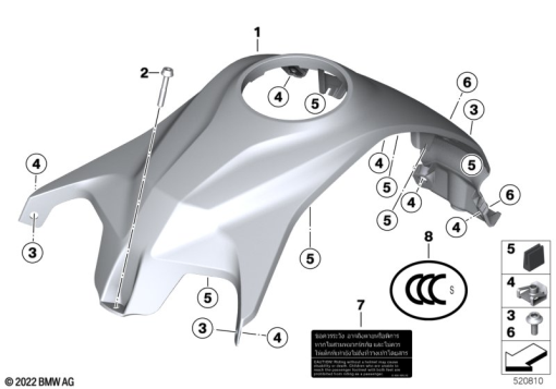 G310GS 16 (K02) TANK COVER, CENTER exploded view parts diagram