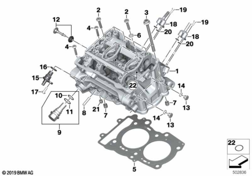 F750GS (K80) CYLINDER HEAD exploded view parts diagram