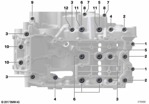 F750GS (K80) SCREW CONNECTION, ENGINE HOUSING exploded view parts diagram