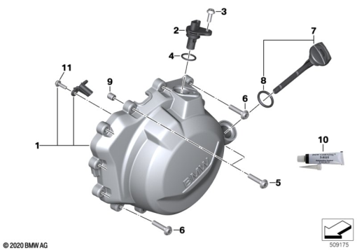F750GS (K80) ENGINE HOUSING COVER, LEFT exploded view parts diagram