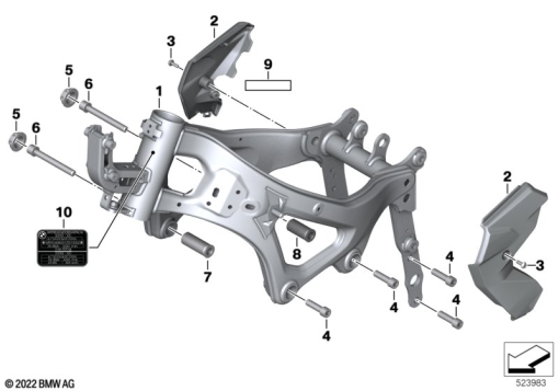 F750GS (K80) FRONT FRAME exploded view parts diagram