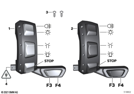 F750GS (K80) EXTRA SWITCH SPECIAL VEHICLE, RIGHT exploded view parts diagram