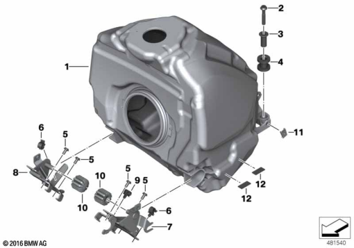 R1250GS 21 (K50) FUEL TANK MOUNTING HARDWARE exploded view parts diagram