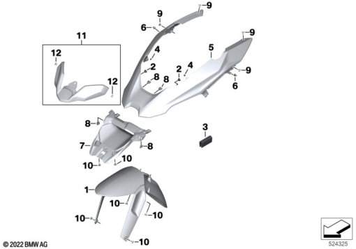 R1250GS 21 (K50) FRONT WHEEL FENDER exploded view parts diagram