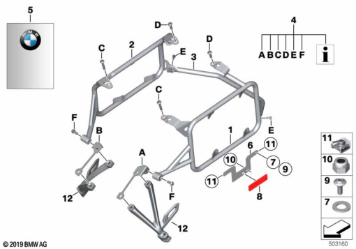 R1250GS 21 (K50) SET MOUNTING PARTS FOR CASE PORTER exploded view parts diagram