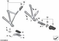 R1250GS 21 (K50) FRONT AND REAR FOOTPEG parts diagram