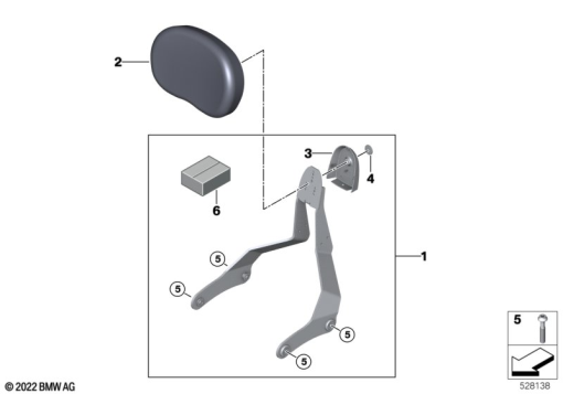 R18 Classic (K34) BACKREST exploded view parts diagram