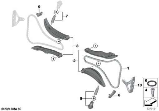 R1300GS 22 (KA1) TIMING CHAIN/CHAIN TENSIONER/SLIDE RAIL exploded view parts diagram