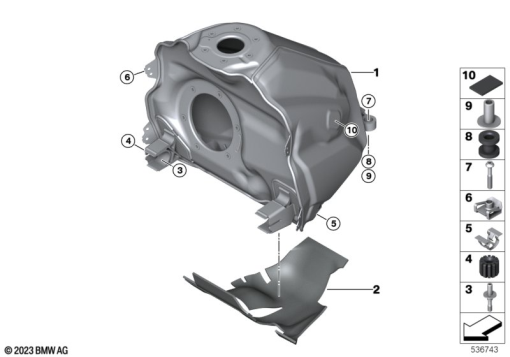 R1300GS 22 (KA1) FUEL TANK MOUNTING HARDWARE exploded view parts diagram