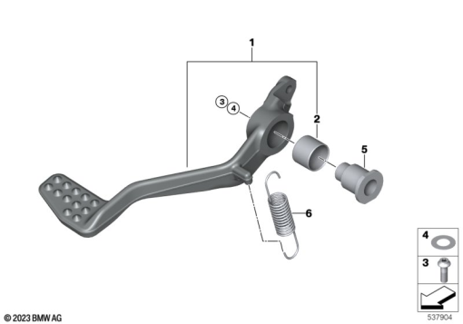 R1300GS 22 (KA1) BRAKE PEDAL exploded view parts diagram