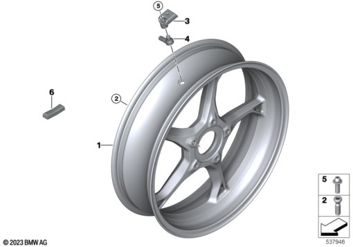 R1300GS 22 (KA1) CAST RIM, REAR exploded view parts diagram