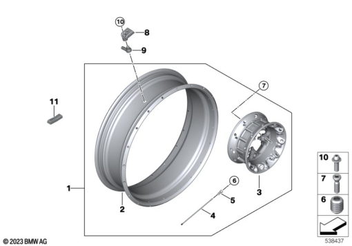 R1300GS 22 (KA1) CROSS SPOKE WHEEL REAR exploded view parts diagram