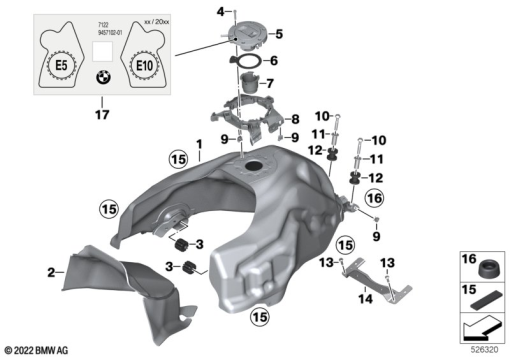 F900GS 22 (K81) FUEL CONTAINER WITH FILLER PIPE exploded view parts diagram