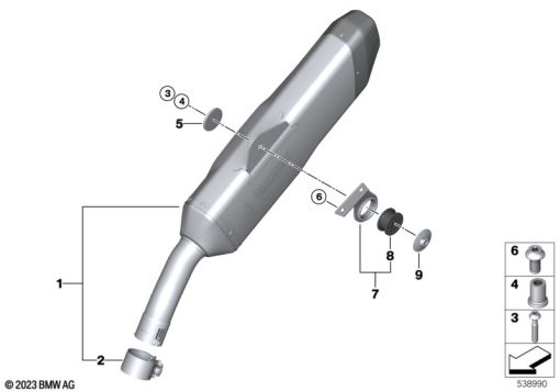 F900GS 22 (K81) REAR MUFFLER exploded view parts diagram