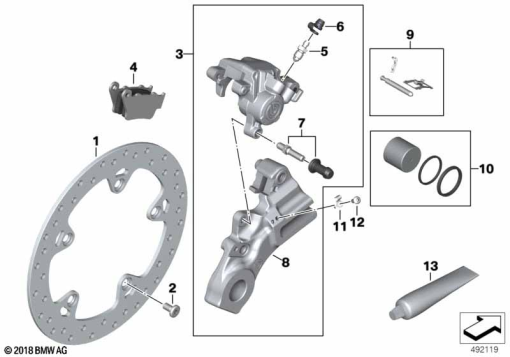 F900GS 22 (K81) REAR WHEEL BRAKE exploded view parts diagram