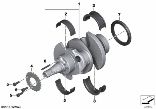 R12 nineT 22 (KR1) CRANKSHAFT ATTACHING PARTS exploded view parts diagram
