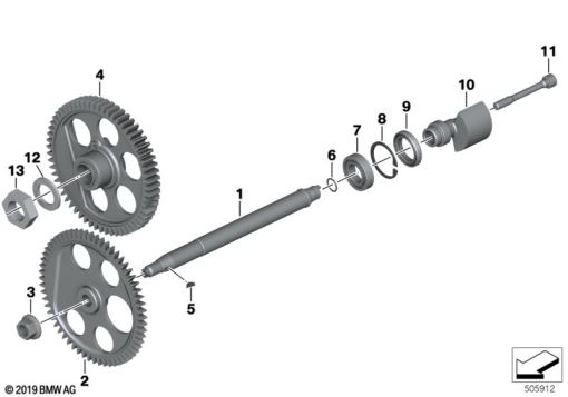 R12 nineT 22 (KR1) COMPENSATING SHAFT exploded view parts diagram