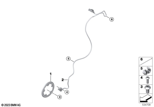 R12 nineT 22 (KR1) WHEELSPEED SENSOR, FRONT exploded view parts diagram