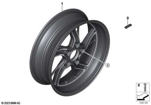 R12 nineT 22 (KR1) CAST RIM, REAR exploded view parts diagram