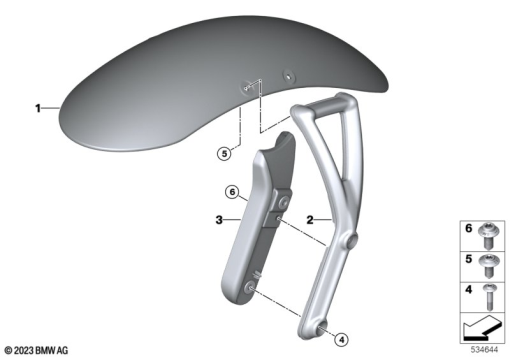R12 nineT 22 (KR1) FRONT WHEEL FENDER exploded view parts diagram