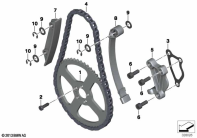 R12 nineT 22 (KR1) TIMING CHAIN/CHAIN TENSIONER/SLIDE RAIL parts diagram