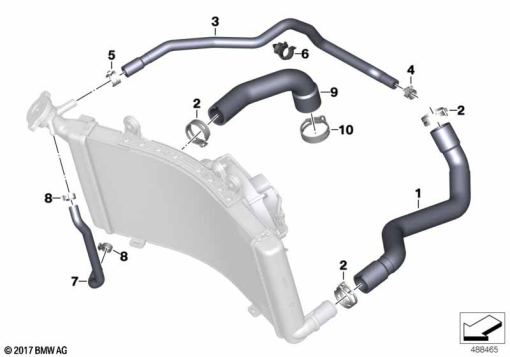 F850GS ADV 17 (K82) COOLANT LINES exploded view parts diagram