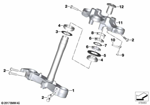 F850GS ADV 17 (K82) FORK BRACE, BOTTOM/TOP exploded view parts diagram