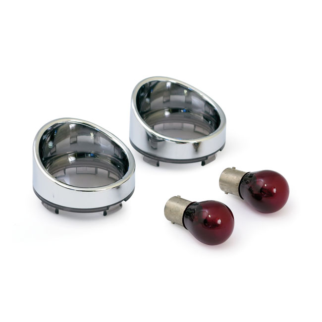Buy MCS — Turn signal lens set with visor. Light smoke lens, red bulb — Dapper Motor Dapper Motor — MCS — Turn signal lens set with visor. Light smoke lens, red bulb | motorcycle lighting
